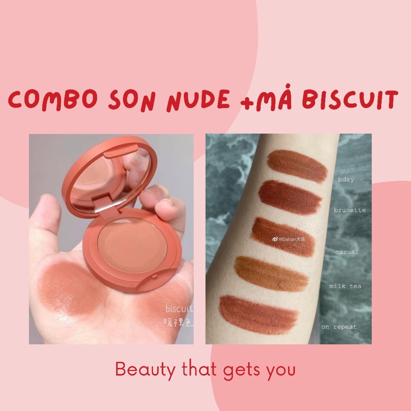 COMBO SON NUDE + PHẤN MÁ MÀU BISCUIT/MOON [CÓ SẴN]