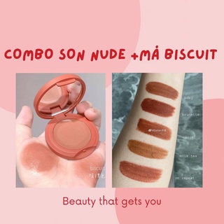 COMBO SON NUDE + PHẤN MÁ MÀU BISCUIT/MOON [CÓ SẴN]