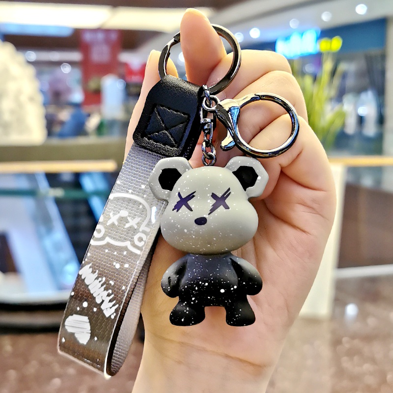Móc khóa da Asta Accesories màu bạc xanh cao cấp chết liệu Titan chống gỉ - Móc Khóa BearX