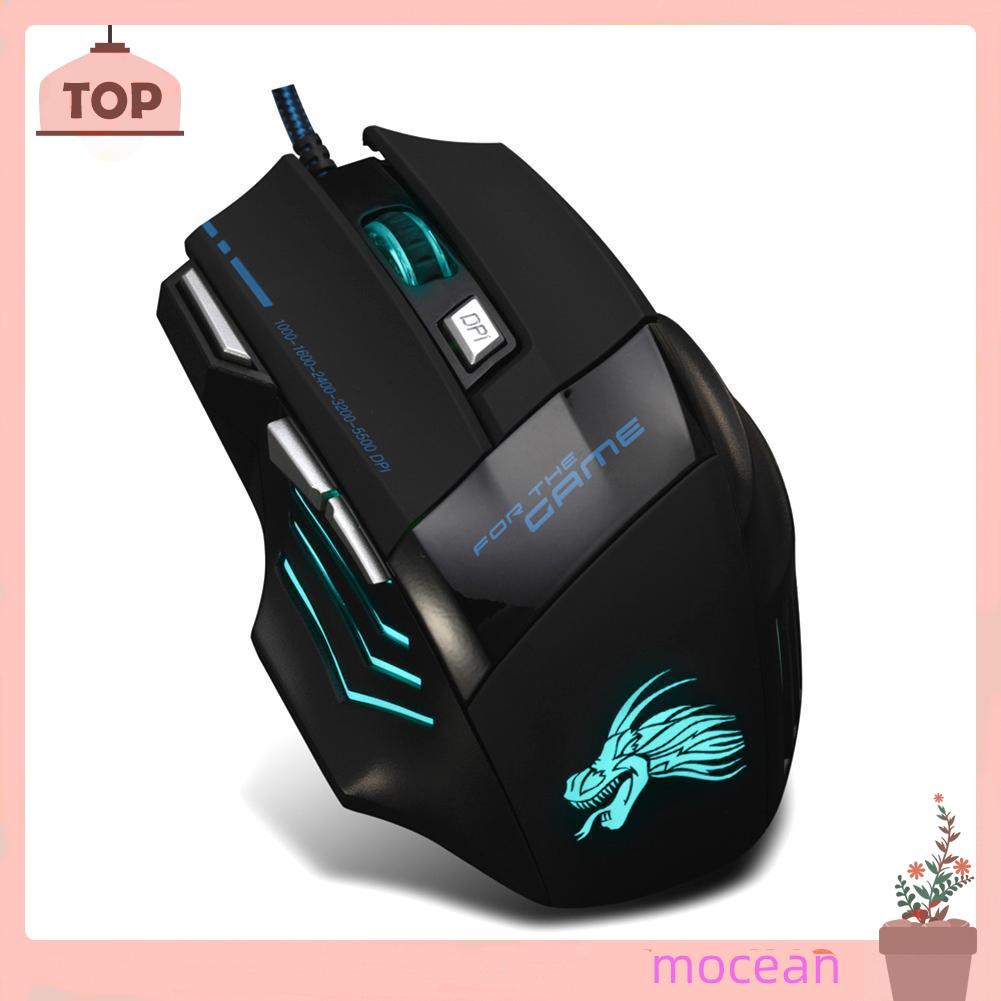 Chuột Gaming Mocean Led Quang Học Có Dây, 7 Nút Bấm, 5500dpi