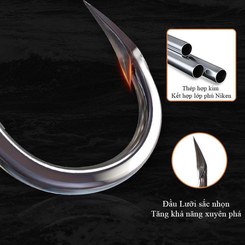Thẻo Săn Hàng Lưỡi Đôi Buộc Sẵn Chuyên Câu Đài - Cước Carbon - Lưỡi Săn Hàng Thép Hợp Kim phủ Niken - AA71
