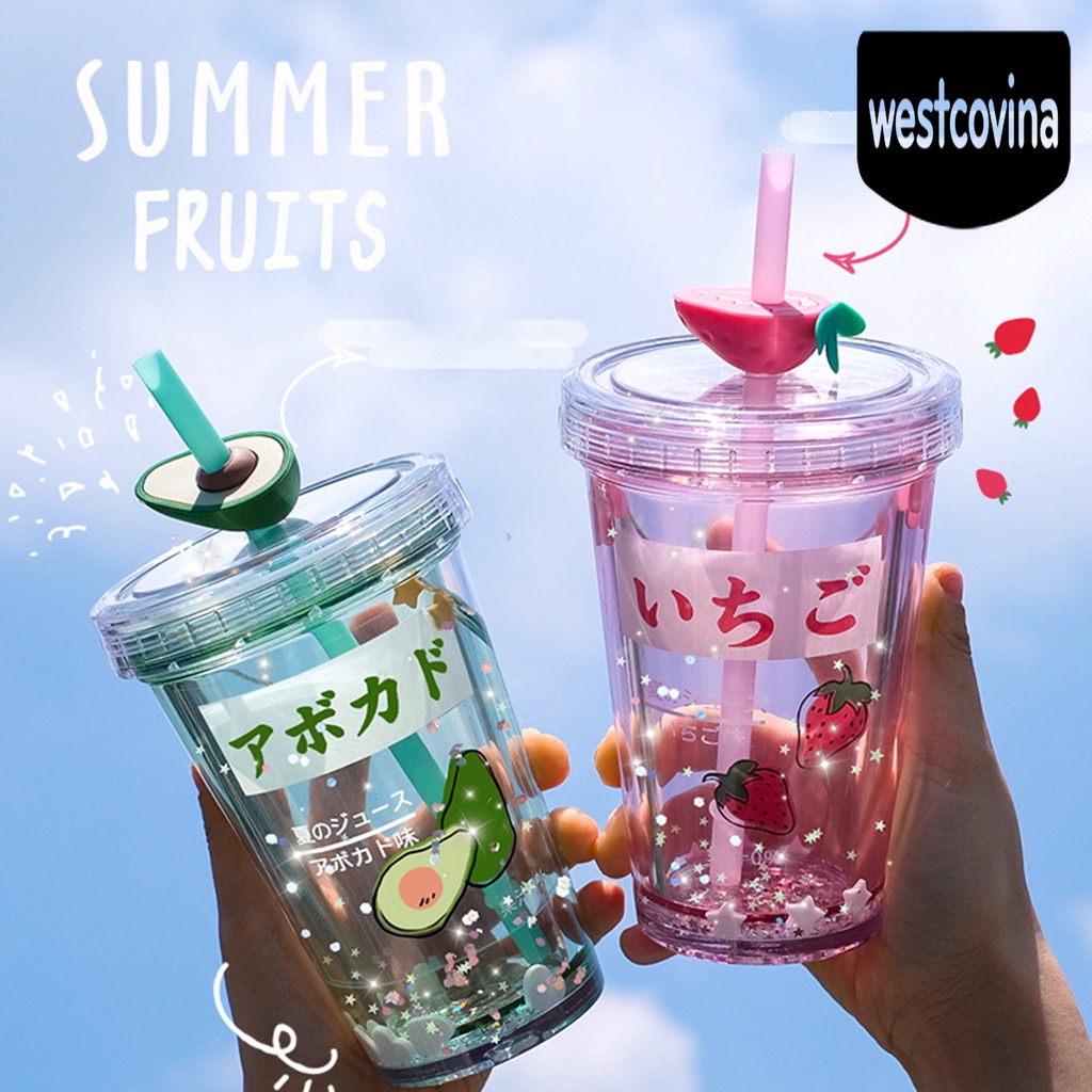 [Hot]☀ Bình Nước Nhựa 320ml Thân Thiện Với Môi Trường In Họa Tiết Hoạt Hình Dễ Thương