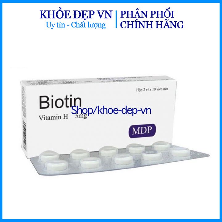 Viên uống Biotin vitamin H giúp tóc và móng khỏe ngừa rụng tóc , giúp da trẻ đẹp hộp 20 viên