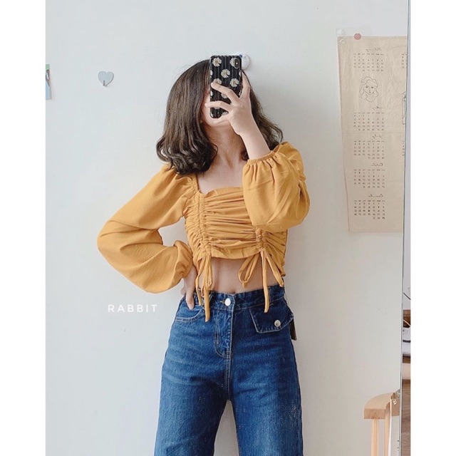 ÁO CROPTOP RÚT DÂY SIÊU CUTE