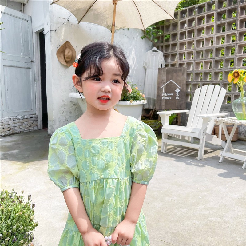 Đầm Công Chúa Cổ Vuông Tay Phồng Màu Xanh Lá Cổ Điển Hở Lưng Phong Cách Hàn Quốc Thời Trang Mùa Hè Cho Bé Gái 2021 | BigBuy360 - bigbuy360.vn