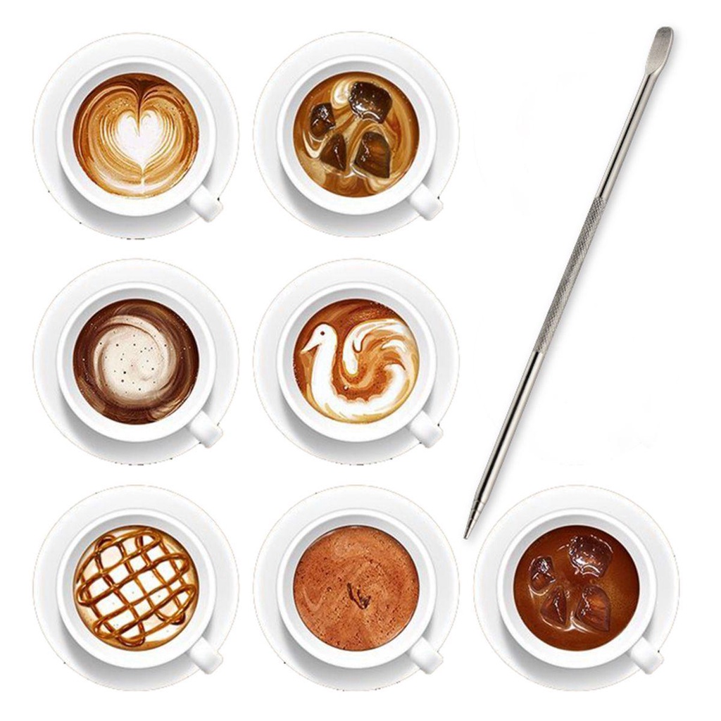 Bút Trang Trí Cà Phê Espresso Latte Bằng Thép Không Gỉ