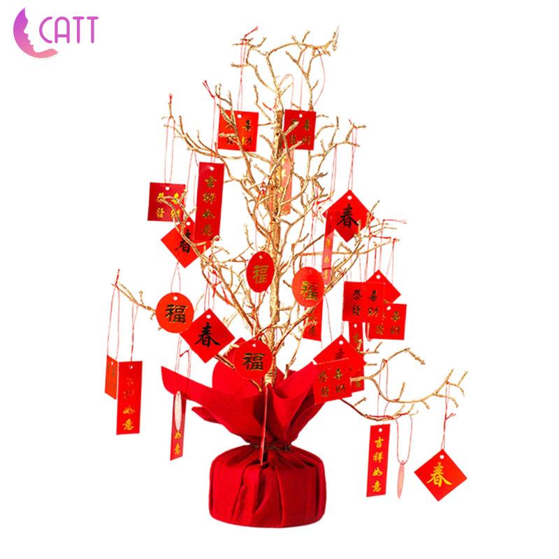 [Dadada1] Mặt Dây Chuyền Hình Cành Cây Tiền Năm Mới Màu Vàng Kim Trang Trí Ngày Lễ