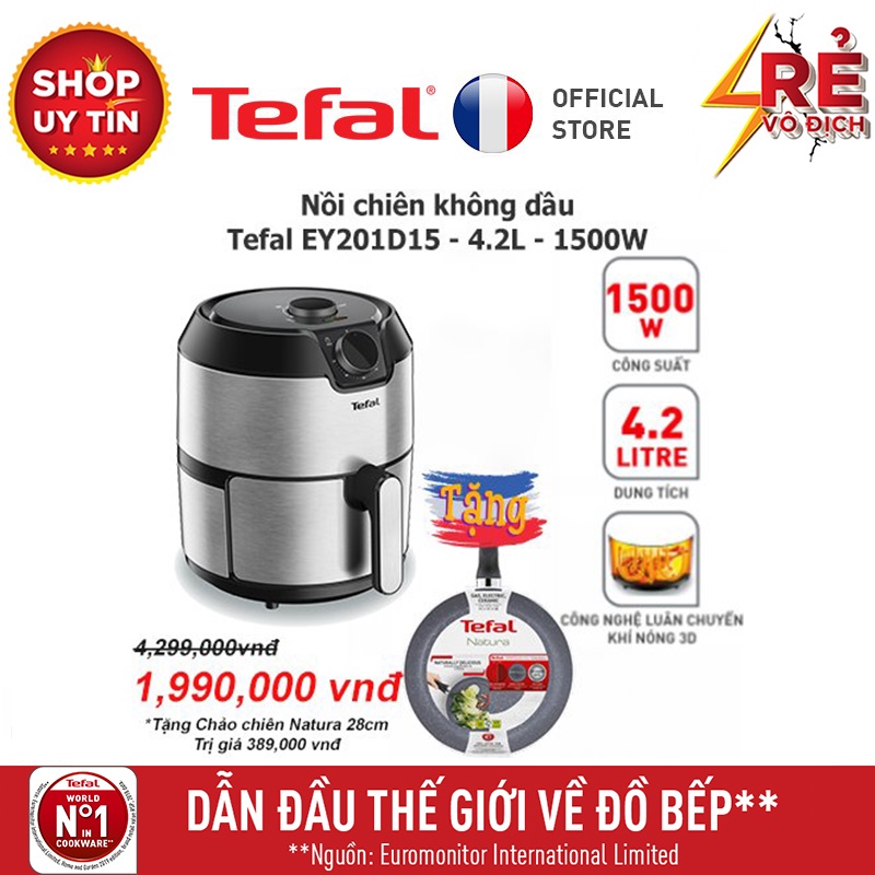 KHÔNG PHẢI CHÍNH HÃNG HOÀN TIỀN X2 - Nồi chiên không dầu Tefal EY201D15