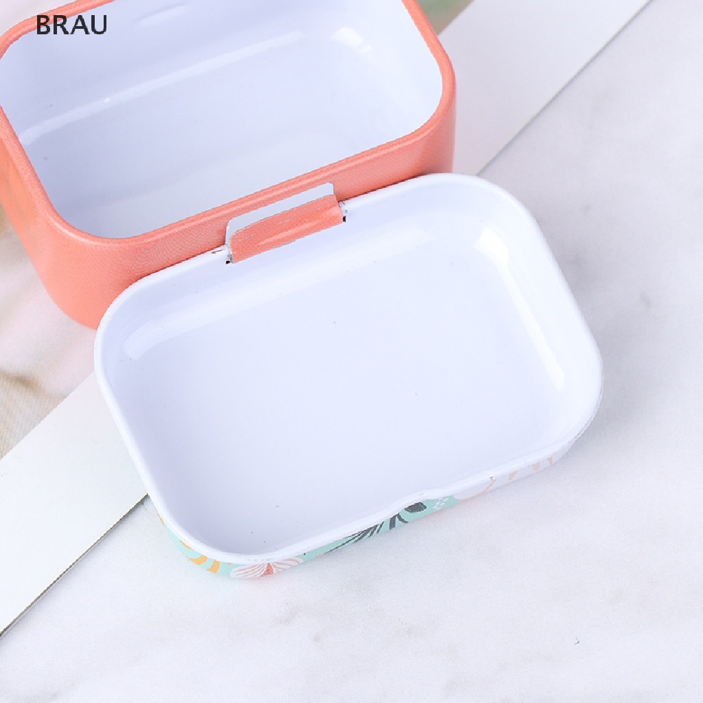 Br Hộp Thiếc Nhỏ Đựng Trang Sức / Tiền Xu Họa Tiết Hoa Bằng Thiếc AU