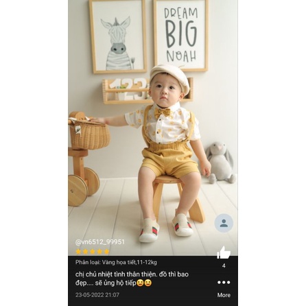 Bộ yếm vest gile bé trai đầy tháng thôi nôi kèm nơ 5-12kg