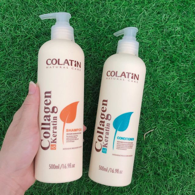 Bộ dầu gội xả siêu mềm mượt Collagen COLATIN Shampoo & Conditioner 500ml