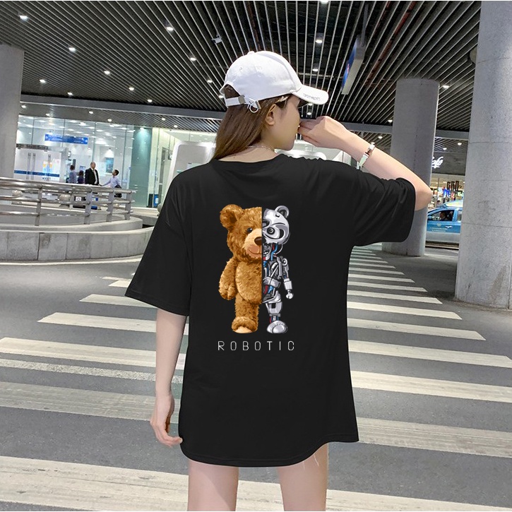 Áo thun tay lỡ unisex EP12 in hình gấu dễ thương