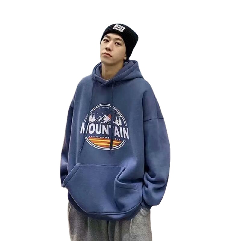 Áo hoodie tay dài dáng rộng in họa tiết hoàng hôn phong cách Nhật Bản thời trang mùa đông cho nam và nữ size M-8XL