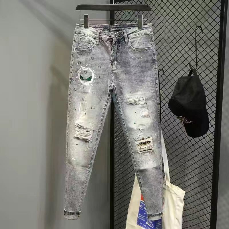 Quần Jean Dài Phối Rách Cá Tính Dành Cho Nam