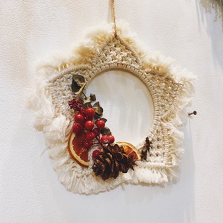 Vòng nguyệt quế macrame trang trí Noel