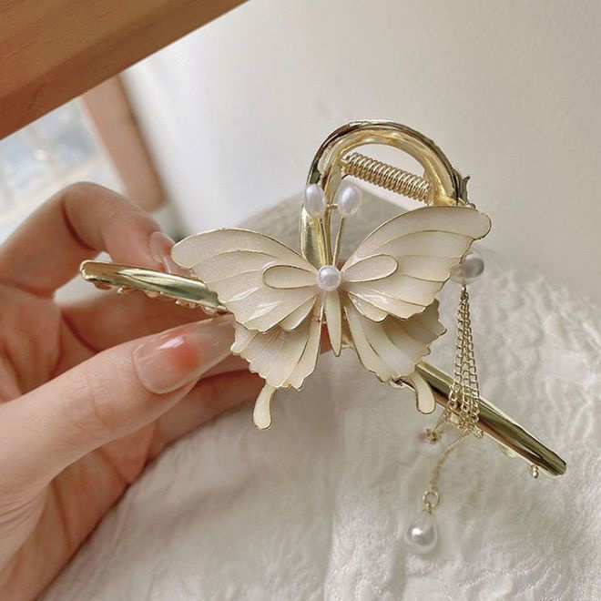 Trâm Cài Tóc Tua Rua Hình Bướm Màu Trắng Phong Cách Trung Hoa Cho Bé Gái