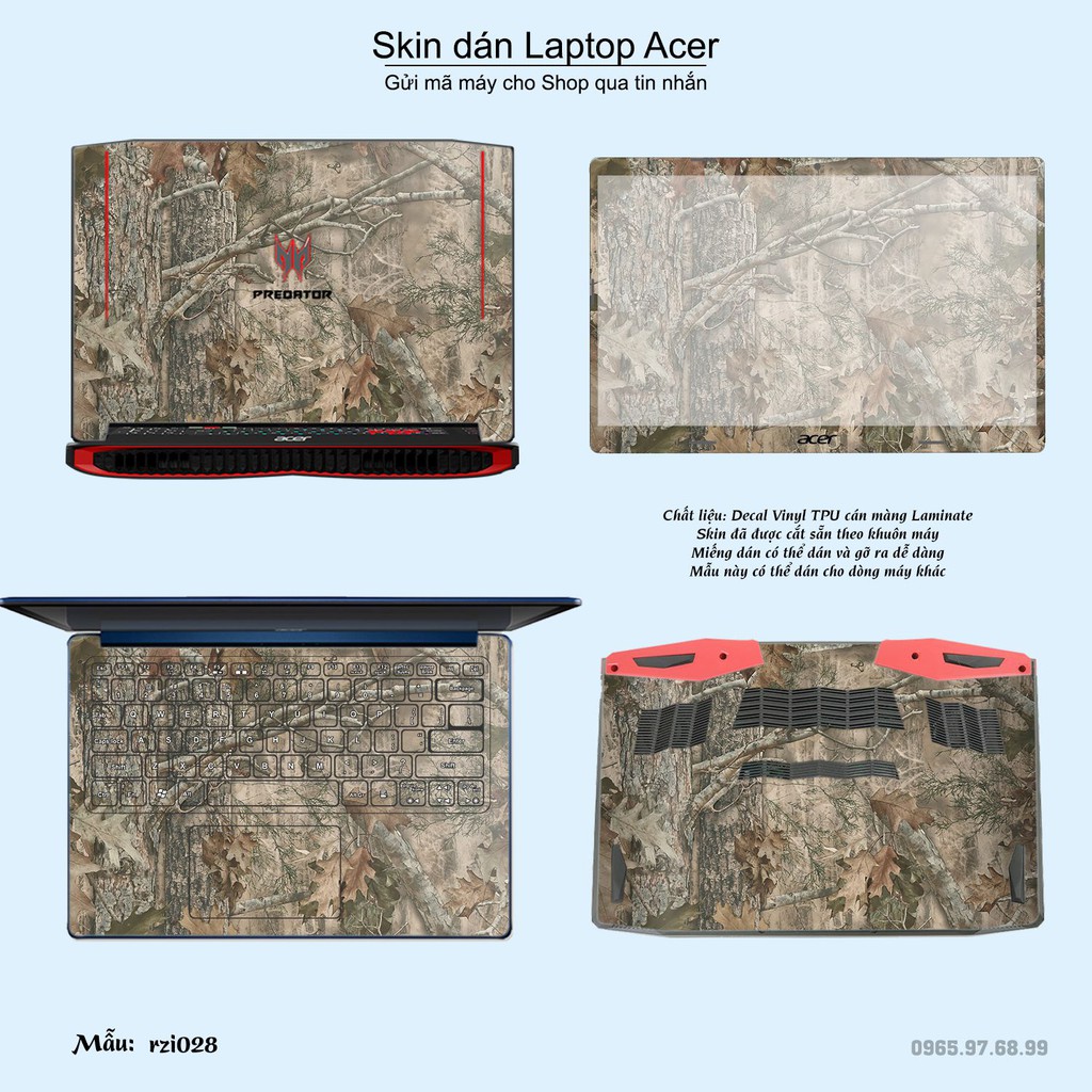 Skin dán Laptop Acer in hình rằn ri nhiều mẫu 3 (inbox mã máy cho Shop)