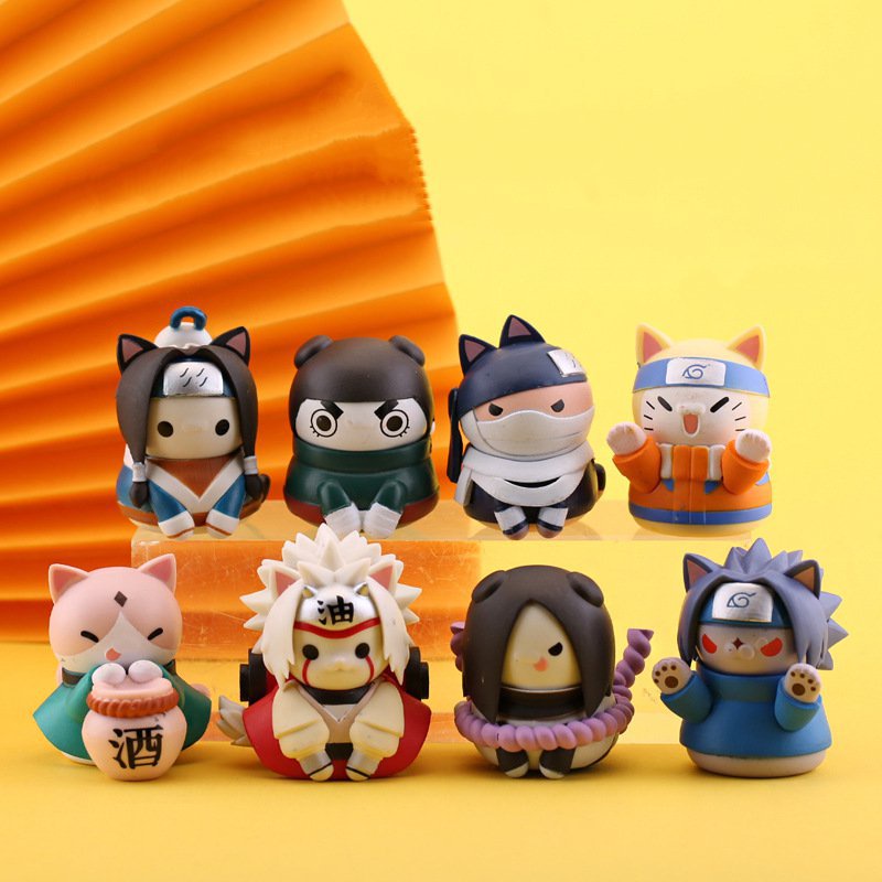 Set 8 Mô Hình Mèo Trong Naruto Kích Thước 5cm Dùng Trang Trí Bánh Sinh Nhật Độc Đáo