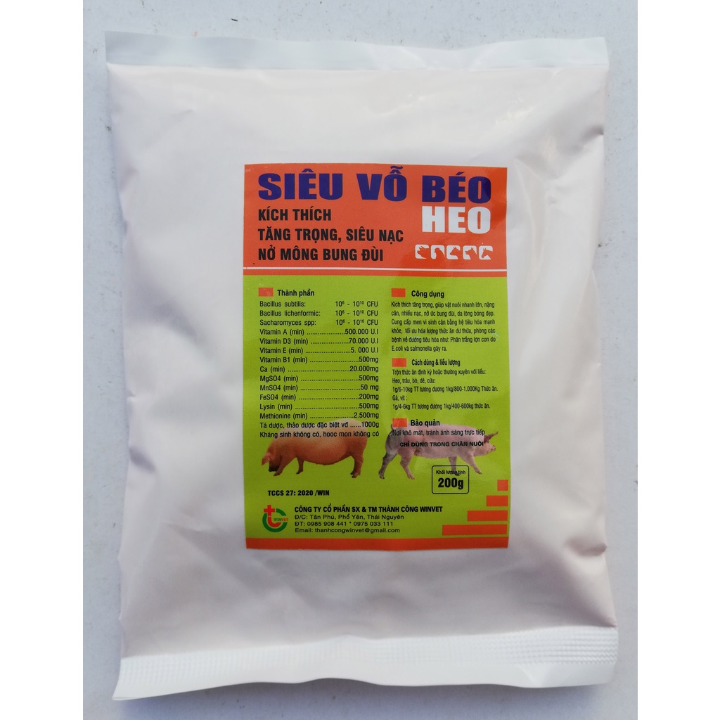 1 gói 200g Siêu vỗ béo lợn, Chó, mèo