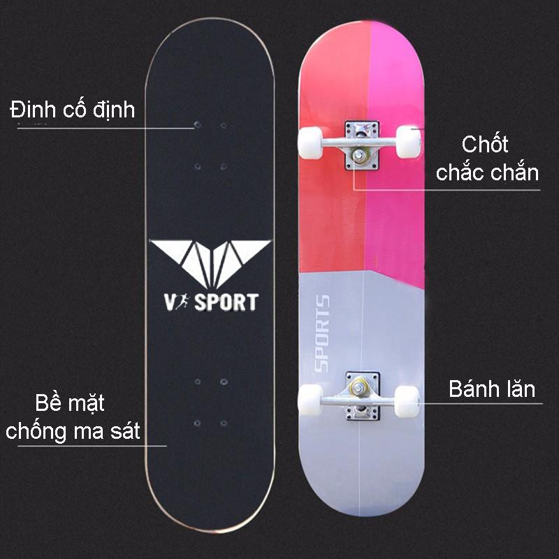 Ván trượt thể thao skateboard , ván trượt người lớn dài 80 cm chất liệu gỗ phong ép cao cấp 7 lớp mặt nhám