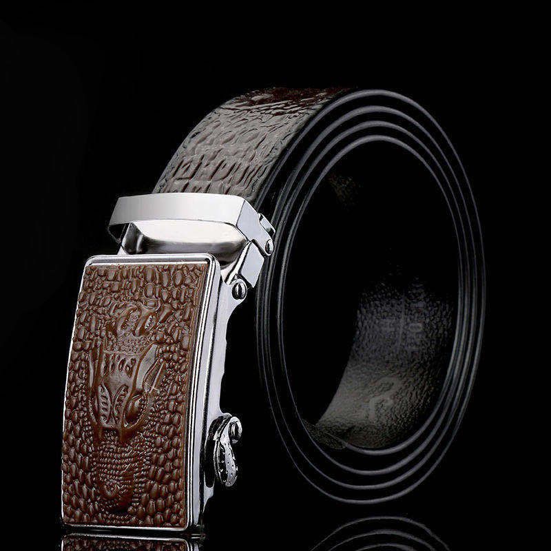 Thắt lưng nam, dây nịt nam da pu đẹp đầu cá sấu giá rẻ 2 màu nâu đen sang trọng khoá tự động