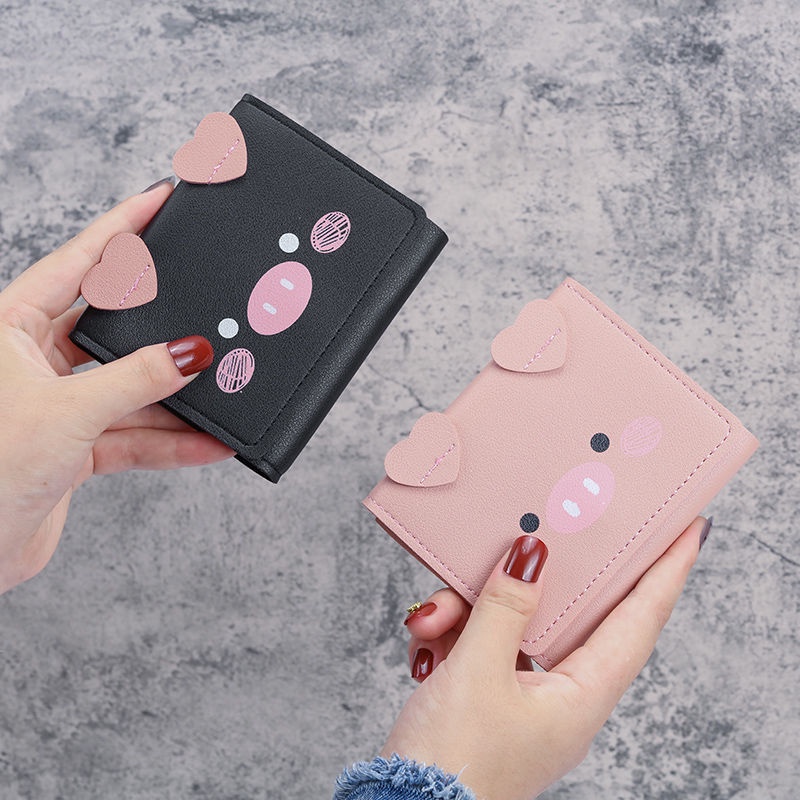 Ví Ngắn Mini Đựng Tiền Xu / Thẻ Kiểu Hàn Quốc Dễ Thương Cho Nữ Sinh Giá Đỡ