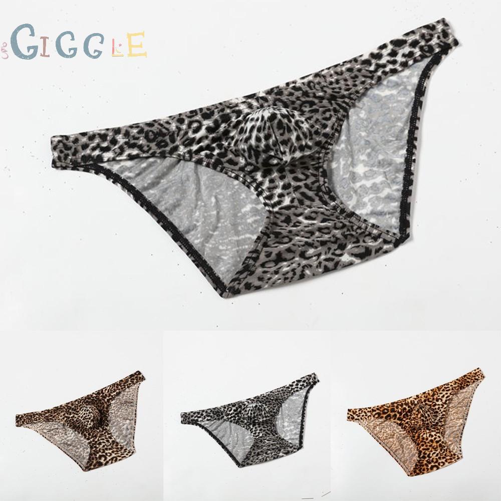 1pcs Men Sexy Underwears Leopard Printed Briefs Low Rise Breathable Underpants
