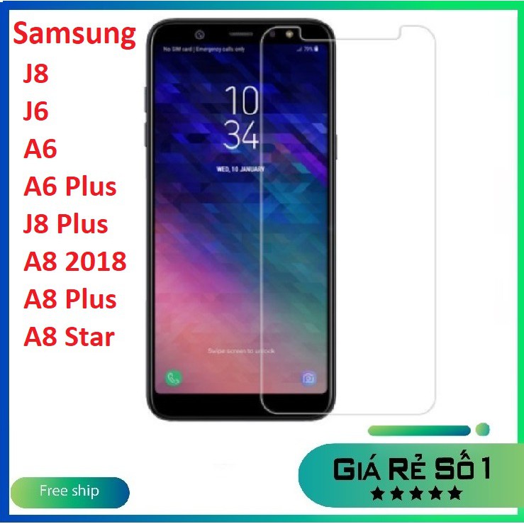 Kính cường lực samsung j8 j6 a6 a6 plus j8 plus a8 2018 a8 plus a8 Star trong suốt không full màn