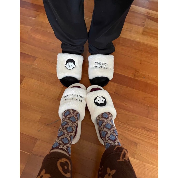 Dép bông mặt nam nữ đi trong nhà kèm ảnh thật