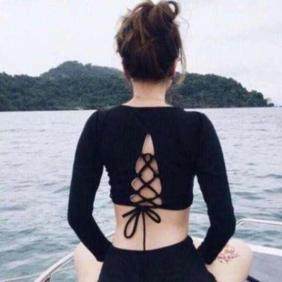 Áo Bơi/ Áo Tập/ Thể Thao Nữ Tay Dài Săn Mút Ngực (phom crotop thiết kế lưng Đan dây cực đẹp ) sexy  ྇  ཾ ་ | BigBuy360 - bigbuy360.vn