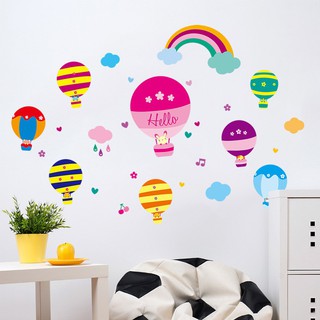 Nhãn dán tường hình khinh khí cầu xinh xắn trang trí DIY