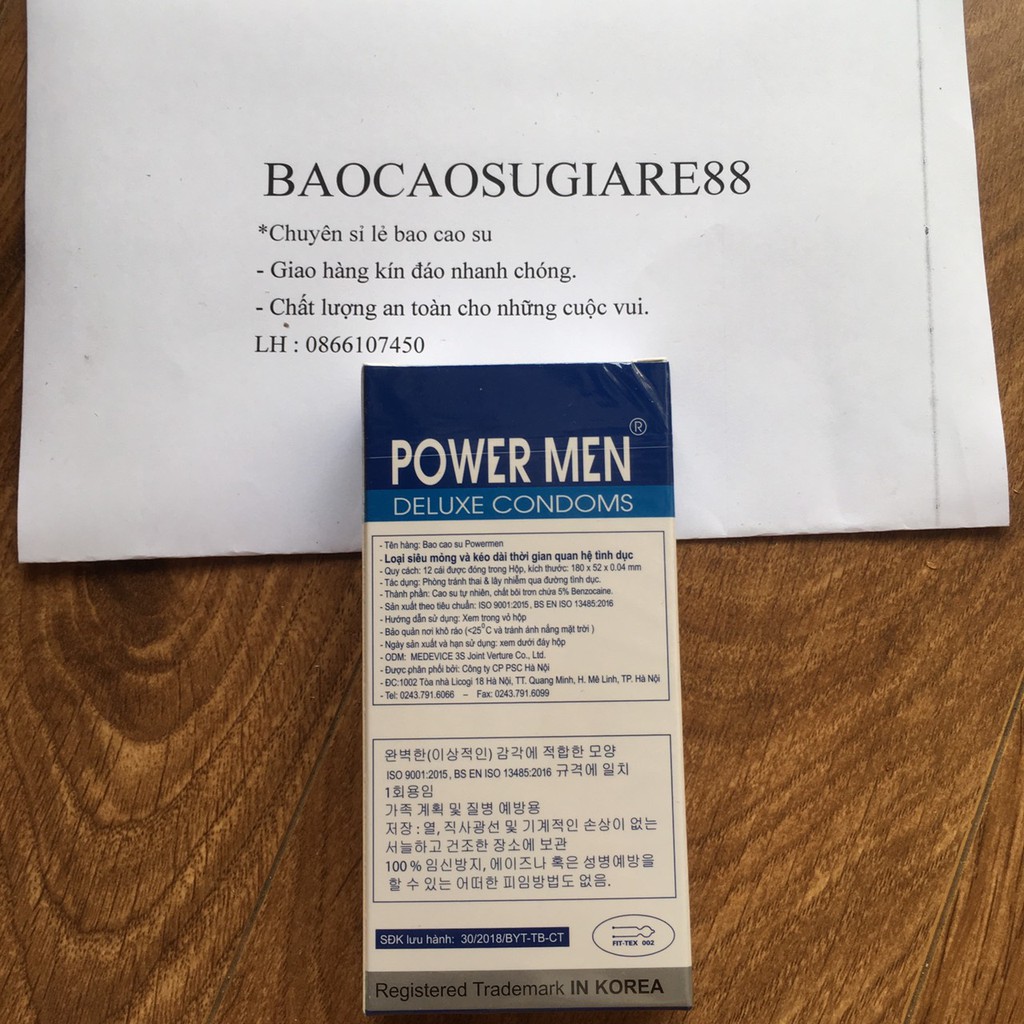 Bao cao su kéo dài thời gian Power Men Viagra 12 cái