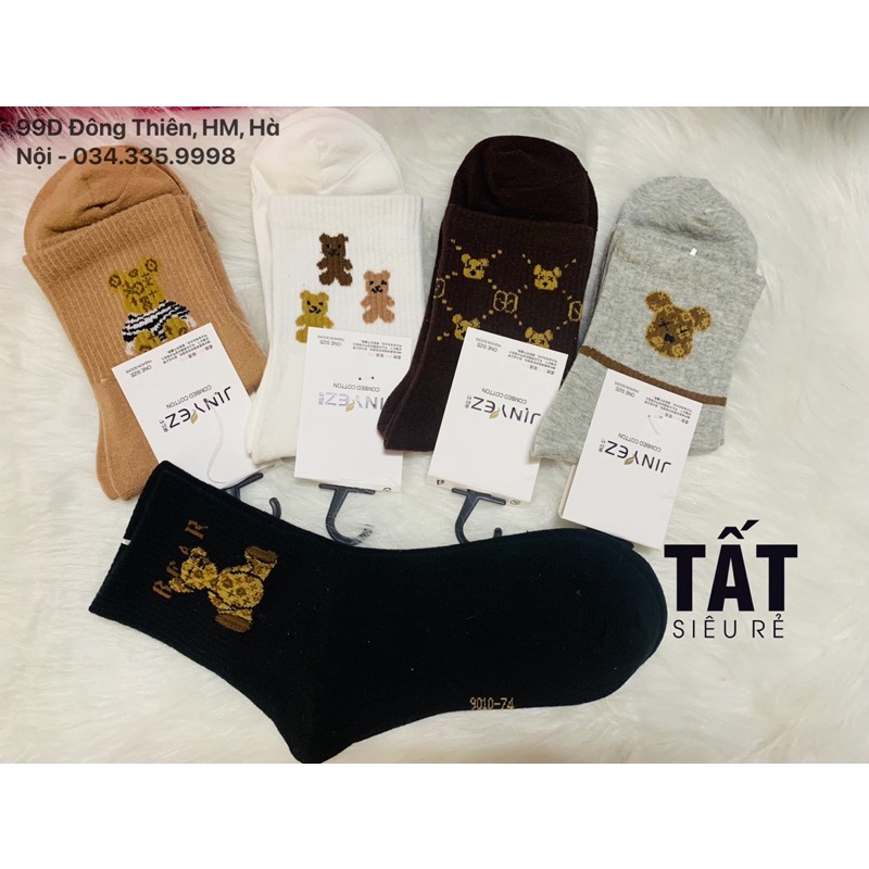 Set Tất Nữ Cao Cổ Hoạ Tiết Vintage 5 Đôi- Tất Siêu Rẻ