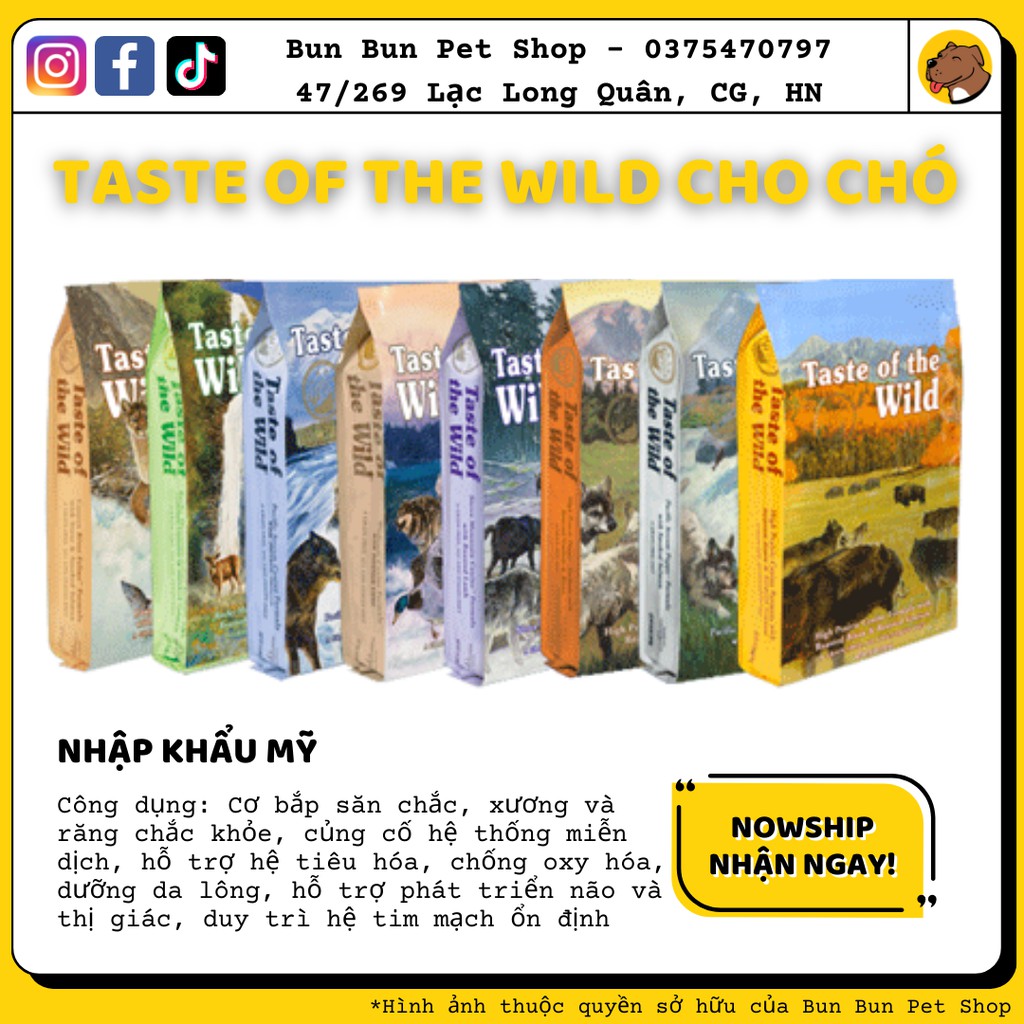 (500gr) Hạt khô Taste of the wild cho chó - Gói ăn thử