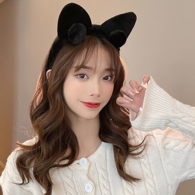 Băng Đô Rửa Mặt Hình Tai Mèo Bằng Lông Nhung Dễ Thương Xinh Xắn