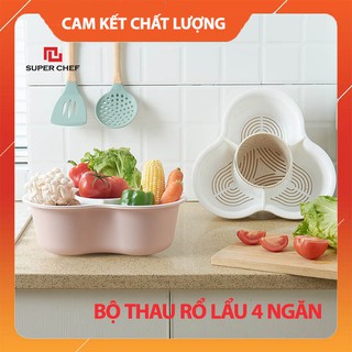 Bộ thau rổ 4 ngăn ăn lẩu super chef siêu tiện lợi, sang trong