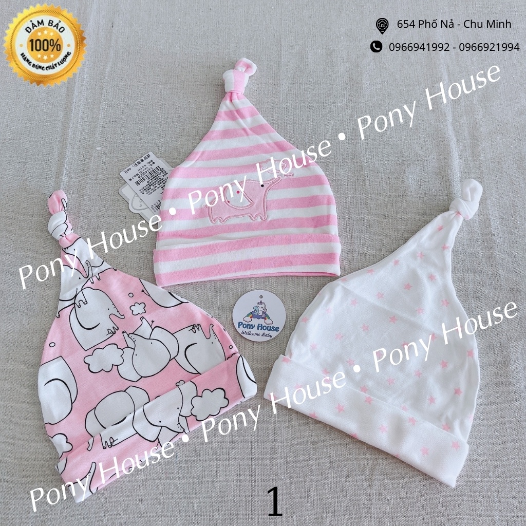 Set 3 Mũ MomCare Xuất Dư Cho Bé Sơ Sinh - Bé Trai, Bé Gái (0-6 Tháng) Chất Cotton Mềm Mại An Toàn Cho Da Bé