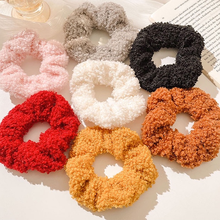 Dây buộc tóc vải lông nhung bản lớn thời trang thu đông mới 2021