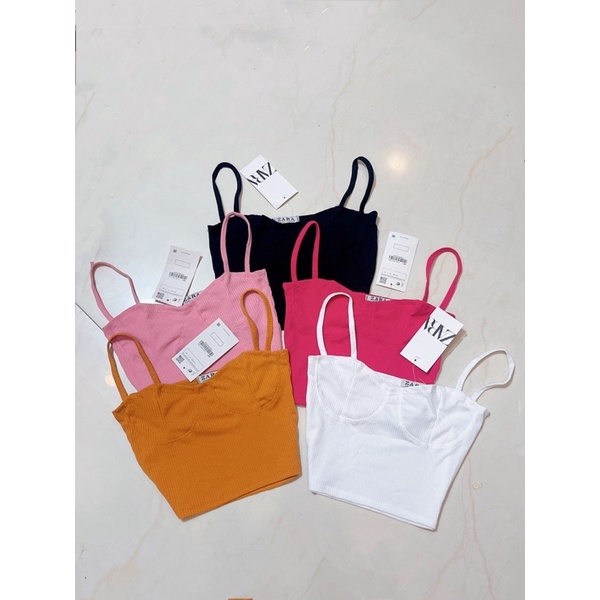 áo 2 dây croptop cúp ngực cúp ngực len tăm siêu dãn - hình thật carotshop