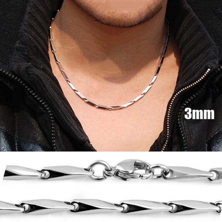 Dây chuyền nam inox hỏa tiễn 3mm trơn thép không gỉ