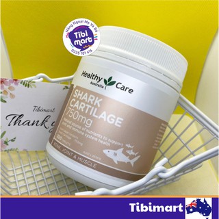 Sụn Cá Mập Úc Healthy Care Shark Cartilage 750mg Hộp 200 Viên