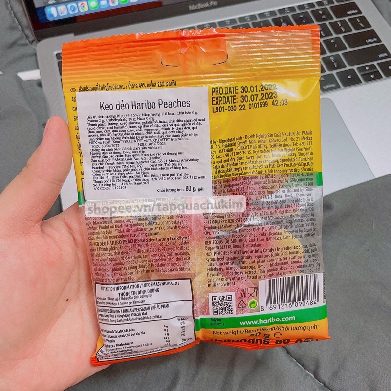 Kẹo dẻo HARIBO nhiều vị bịch 80G Đức - tapquachukim