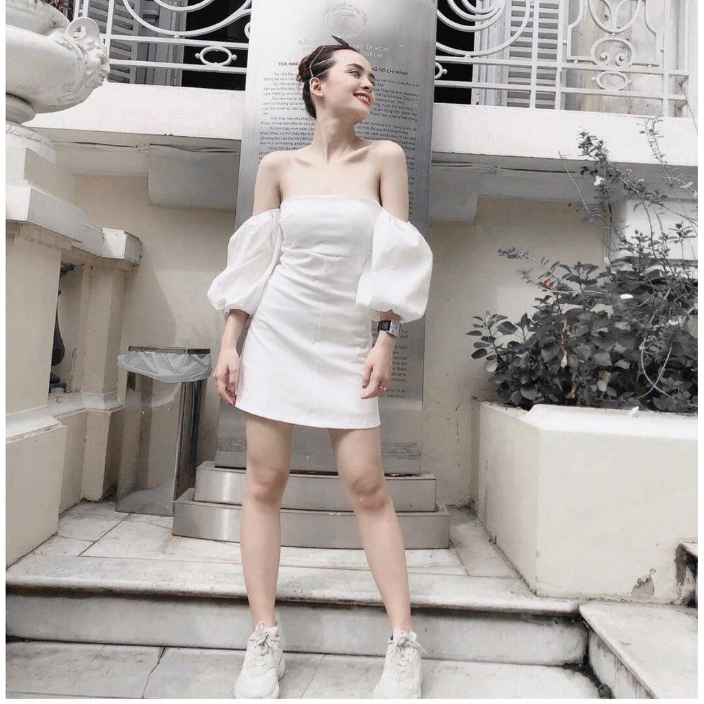 Đầm Ulzzang Trễ Vai Tay Bồng Hàn Quốc 💖FREESHIP💖 váy trễ vai nữ hottrend TM00123 | BigBuy360 - bigbuy360.vn