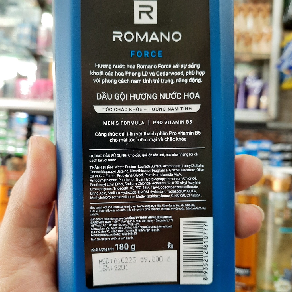 Dầu Gội Cao Cấp Cho Nam Romano Force (180g)