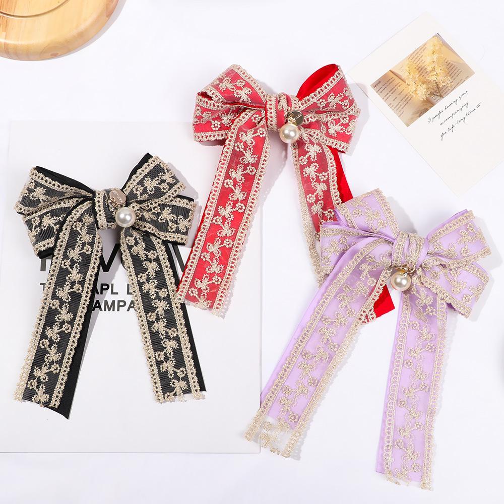 1 Kẹp Tóc Nơ Lớn Phối Ren Thời Trang Mùa Xuân Cho Nữ