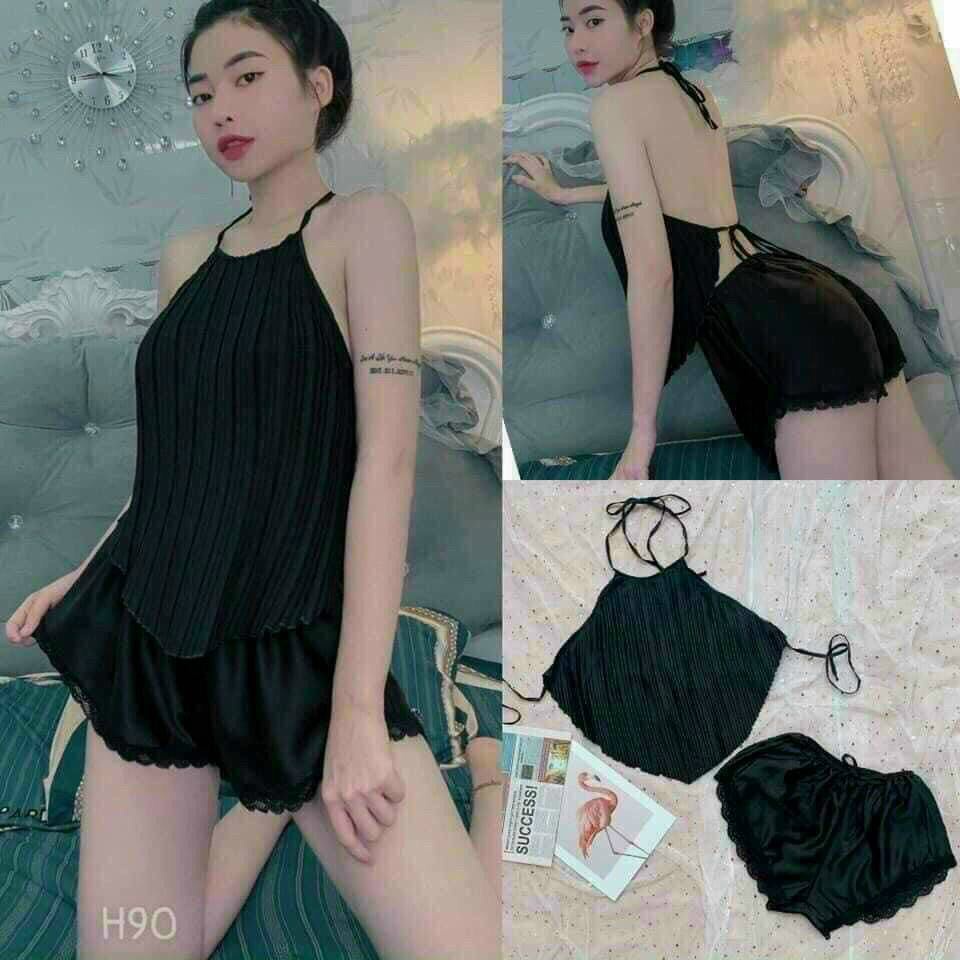 Set đồ nữ đẹp ⚡𝙎𝙄𝙀̂𝙐 𝙎𝘼𝙇𝙀⚡ Set Bộ Đồ Phi Bóng Dập Ly Phối Ren Siêu Xinh - 65045
