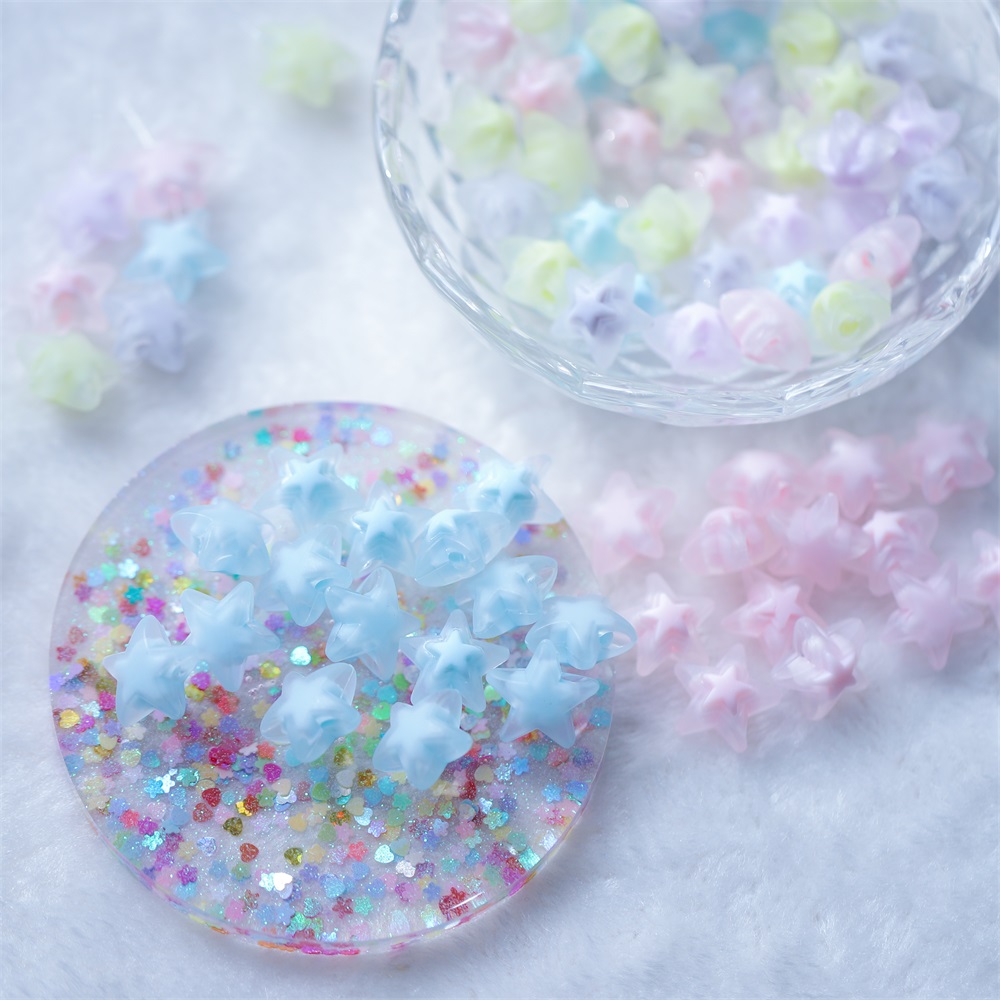 Set 20 hạt xỏ làm đồ trang sức thời trang hình ngôi sao/trái tim bằng nhựa acrylic