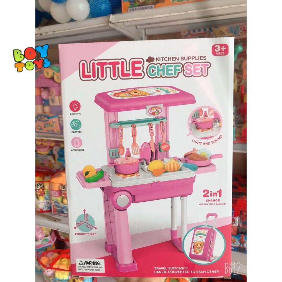 Đồ chơi nấu ăn nhà bếp vali kéo Little Kitchen 2 trong 1 cho bé thỏa sức vui chơi