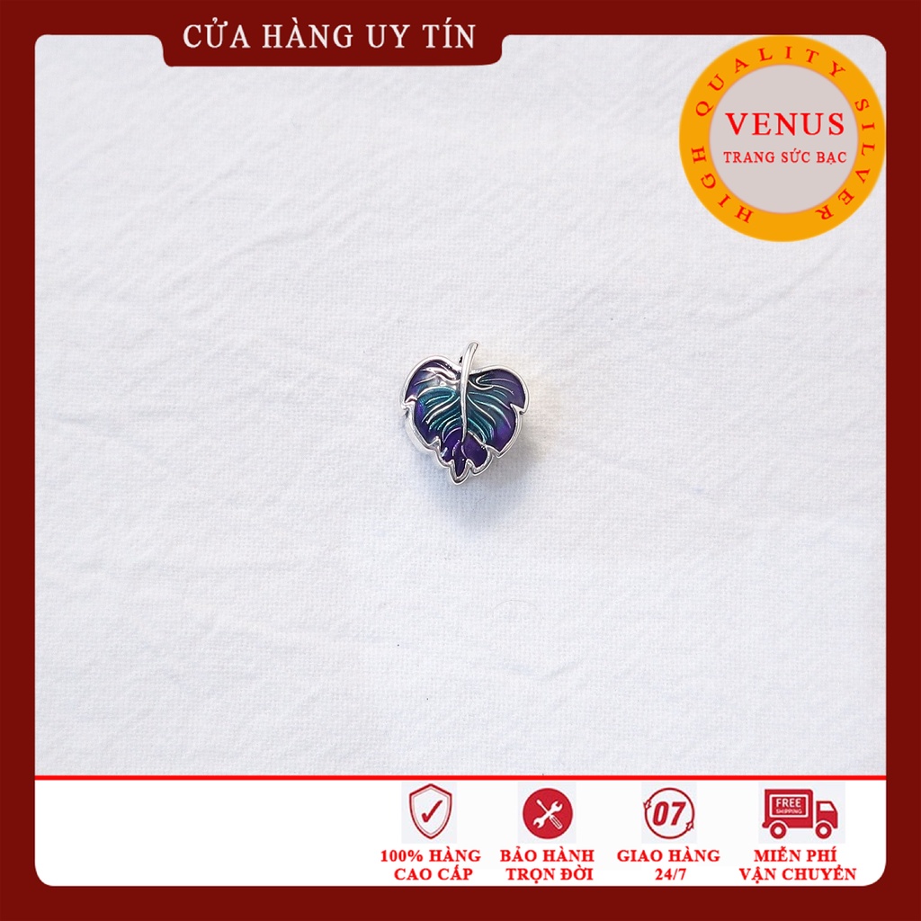 [Charm bạc 925 cao cấp] Charm chiếc lá tím pha xanh lá cây- Mã sản phẩm VENUSTXL