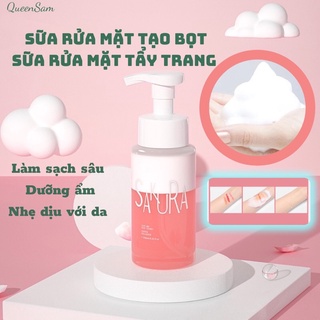 Sữa rửa mặt tạo bọt nước tẩy trang 2 trong 1 sakura shake milk 200ml